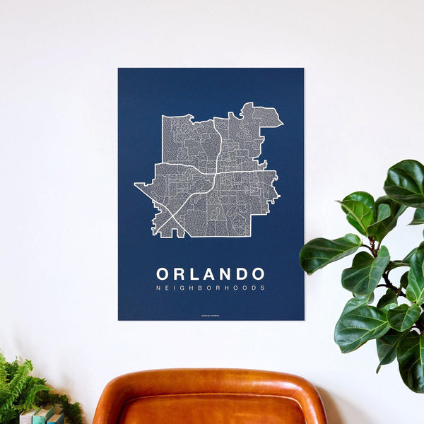 Orlando Neighborhood Map Poster, Orlando City Map Art Print
