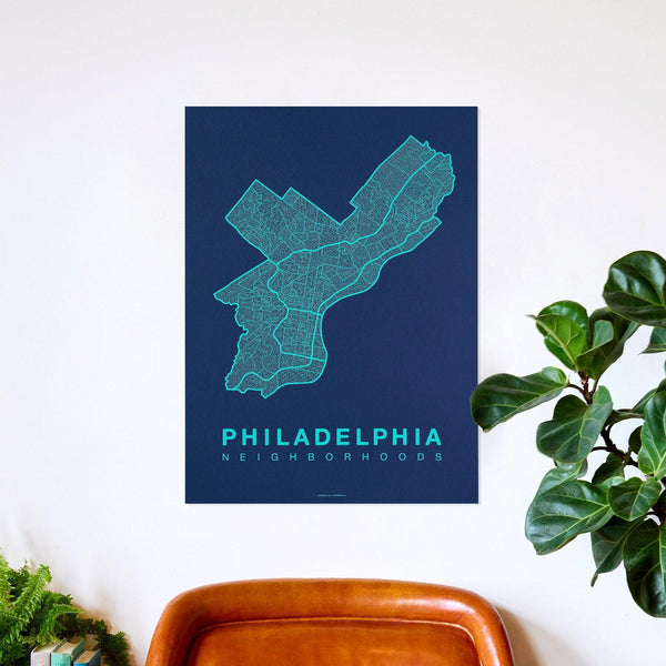 Philadelphia Neighborhood Map Poster, Philadelphia City Map Art Print