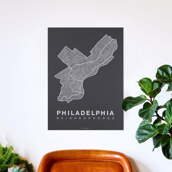 Philadelphia Neighborhood Map Poster, Philadelphia City Map Art Print