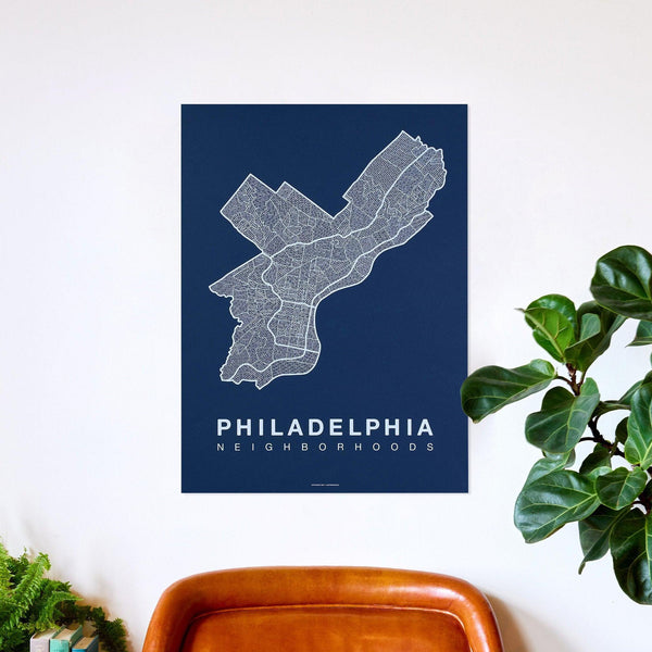 Philadelphia Neighborhood Map Poster, Philadelphia City Map Art Print