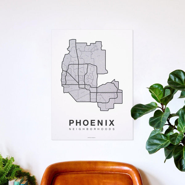 Phoenix Neighborhood Map Poster, Phoenix City Map Art Print