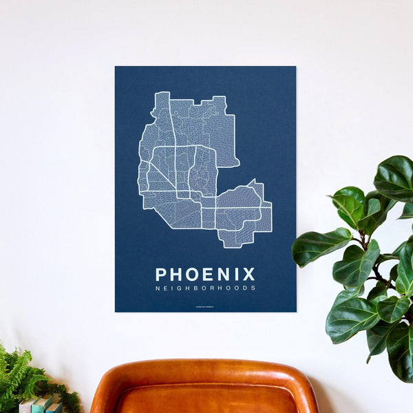 Phoenix Neighborhood Map Poster, Phoenix City Map Art Print