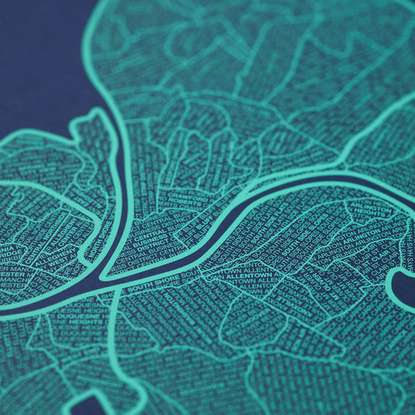 Pittsburgh Neighborhood Map Poster, Pittsburgh City Map Art Print