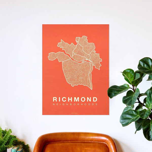 Richmond Neighborhood Map Poster, Richmond City Map Art Print