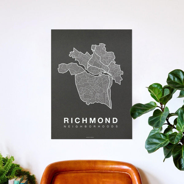 Richmond Neighborhood Map Poster, Richmond City Map Art Print