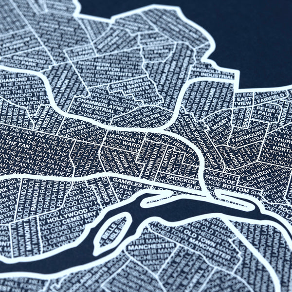 Richmond Neighborhood Map Poster, Richmond City Map Art Print