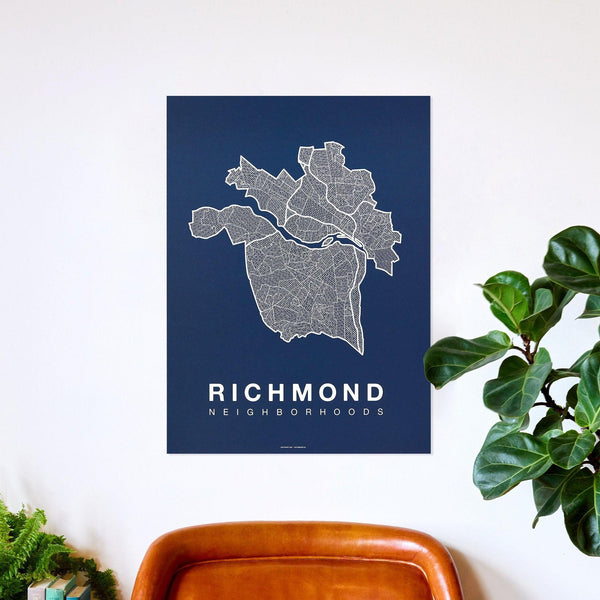 Richmond Neighborhood Map Poster, Richmond City Map Art Print