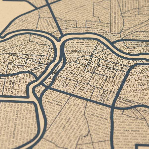 Sacramento Neighborhood Map Poster, Sacramento City Map Art Print