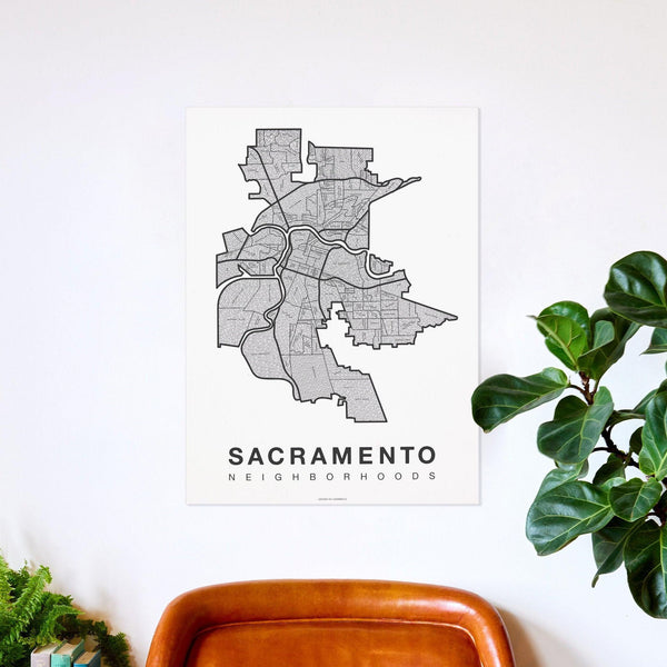 Sacramento Neighborhood Map Poster, Sacramento City Map Art Print