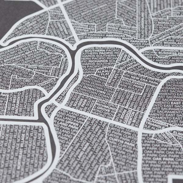 Sacramento Neighborhood Map Poster, Sacramento City Map Art Print