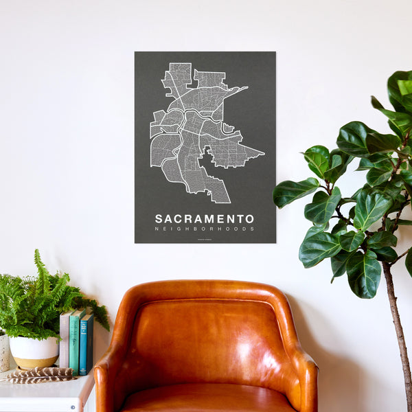 Sacramento Neighborhood Map Poster, Sacramento City Map Art Print