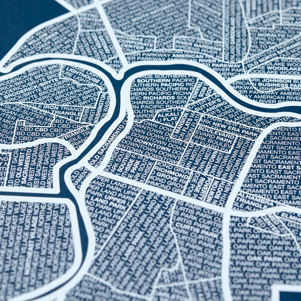 Sacramento Neighborhood Map Poster, Sacramento City Map Art Print