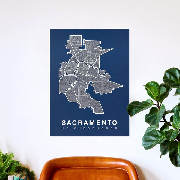 Sacramento Neighborhood Map Poster, Sacramento City Map Art Print