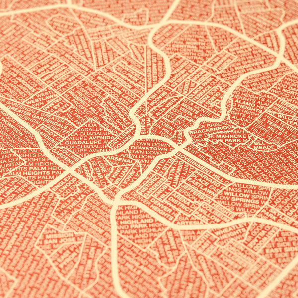 San Antonio Neighborhood Map Poster, San Antonio City Map Art Print