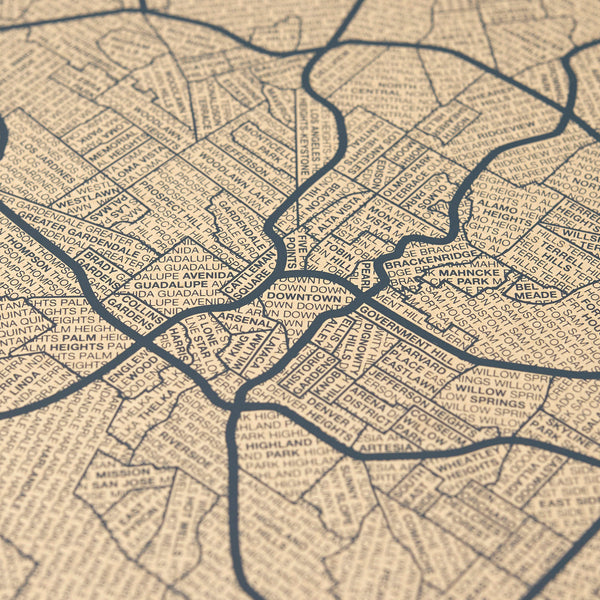 San Antonio Neighborhood Map Poster, San Antonio City Map Art Print