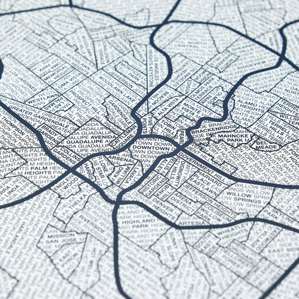 San Antonio Neighborhood Map Poster, San Antonio City Map Art Print