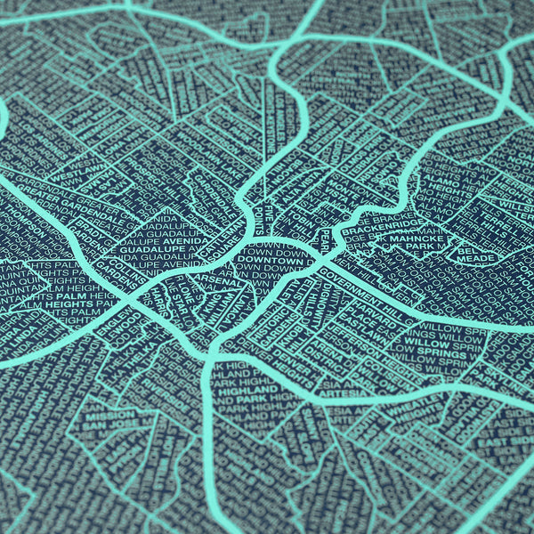 San Antonio Neighborhood Map Poster, San Antonio City Map Art Print