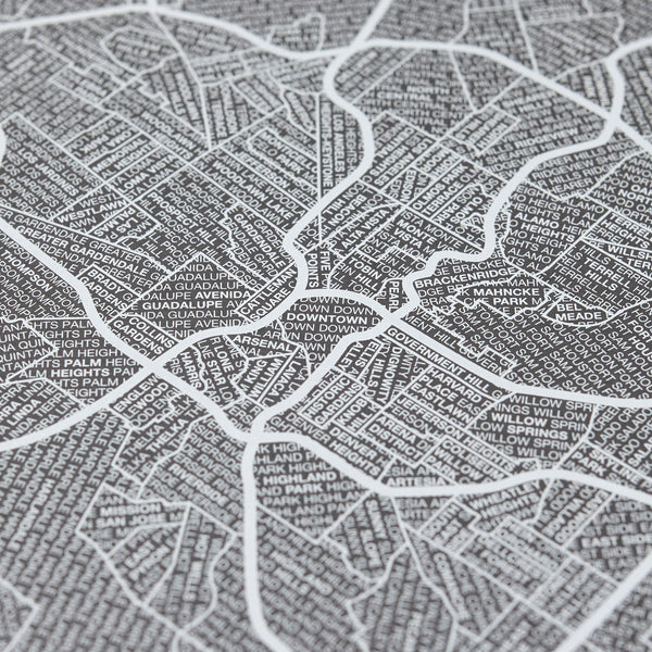 San Antonio Neighborhood Map Poster, San Antonio City Map Art Print