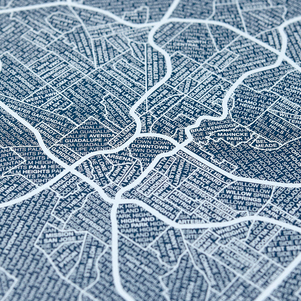 San Antonio Neighborhood Map Poster, San Antonio City Map Art Print