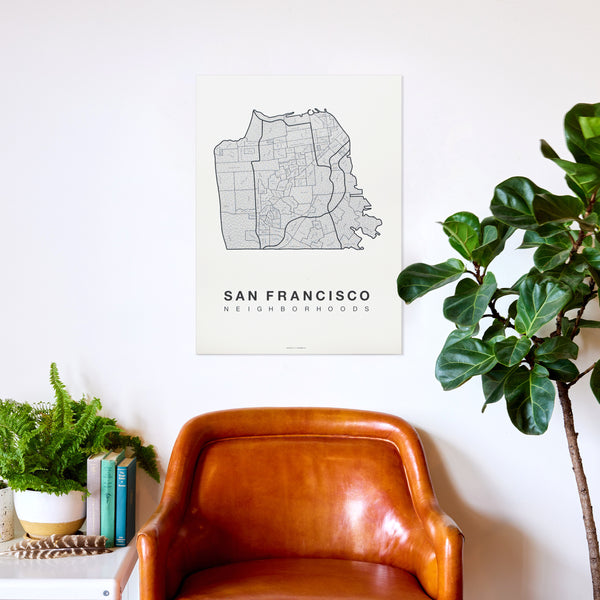 San Francisco Neighborhood Map Poster, San Francisco City Map Art Print