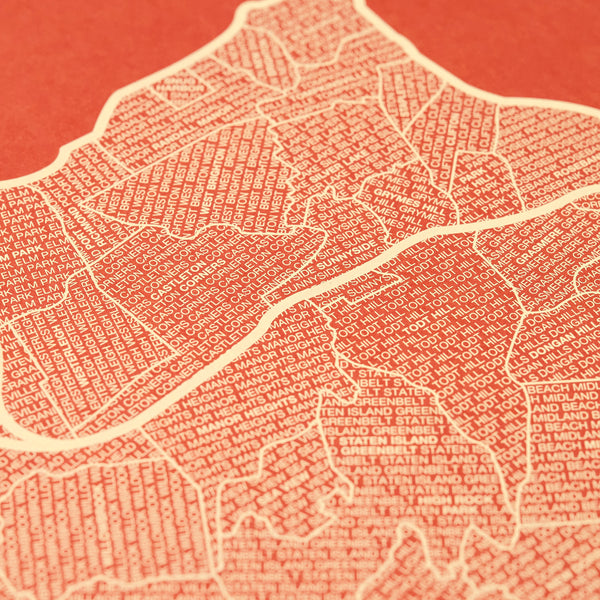 Staten Island Neighborhood Map Poster, Staten Island City Map Art Print