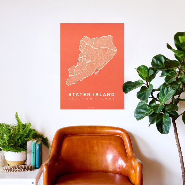 Staten Island Neighborhood Map Poster, Staten Island City Map Art Print