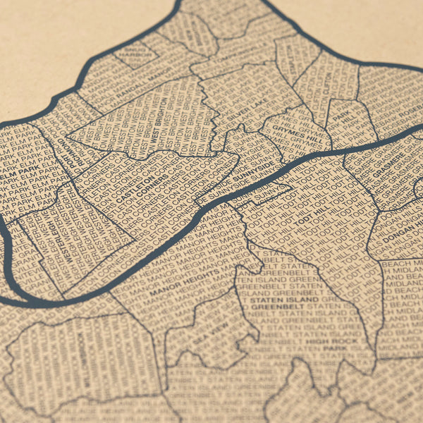 Staten Island Neighborhood Map Poster, Staten Island City Map Art Print