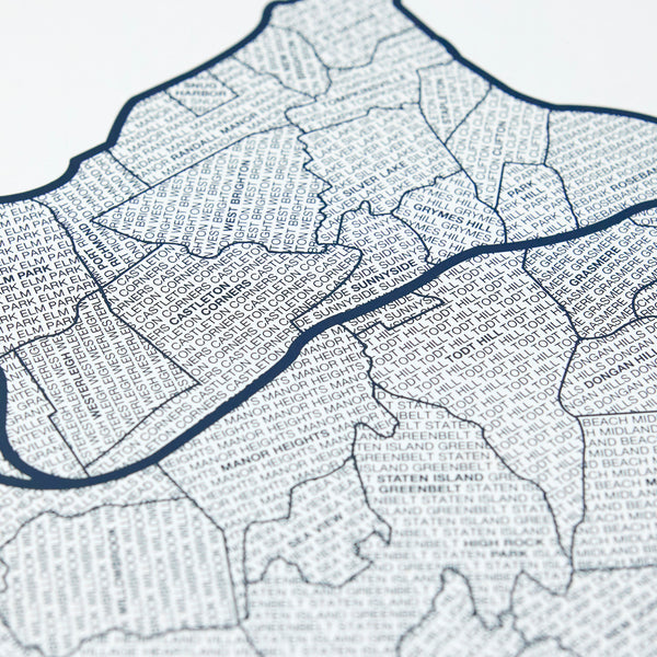 Staten Island Neighborhood Map Poster, Staten Island City Map Art Print