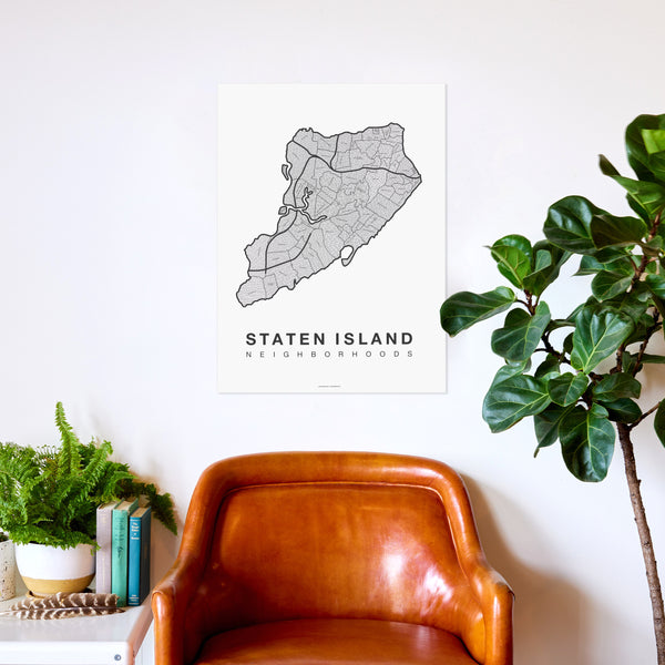 Staten Island Neighborhood Map Poster, Staten Island City Map Art Print