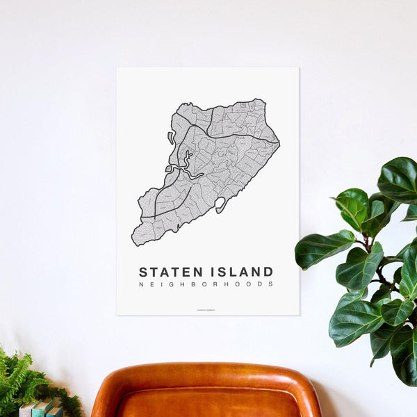 Staten Island Neighborhood Map Poster, Staten Island City Map Art Print