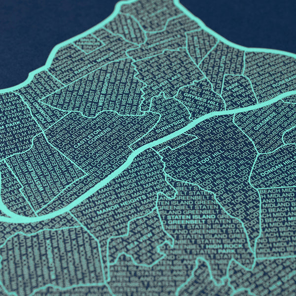 Staten Island Neighborhood Map Poster, Staten Island City Map Art Print
