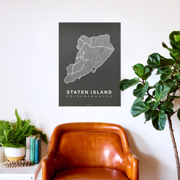 Staten Island Neighborhood Map Poster, Staten Island City Map Art Print