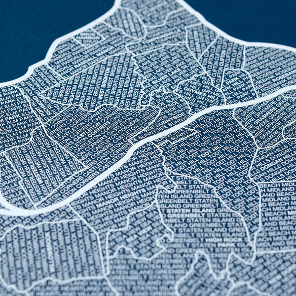 Staten Island Neighborhood Map Poster, Staten Island City Map Art Print