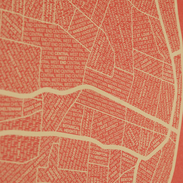 St. Louis Neighborhood Map Poster, St. Louis City Map Art Print