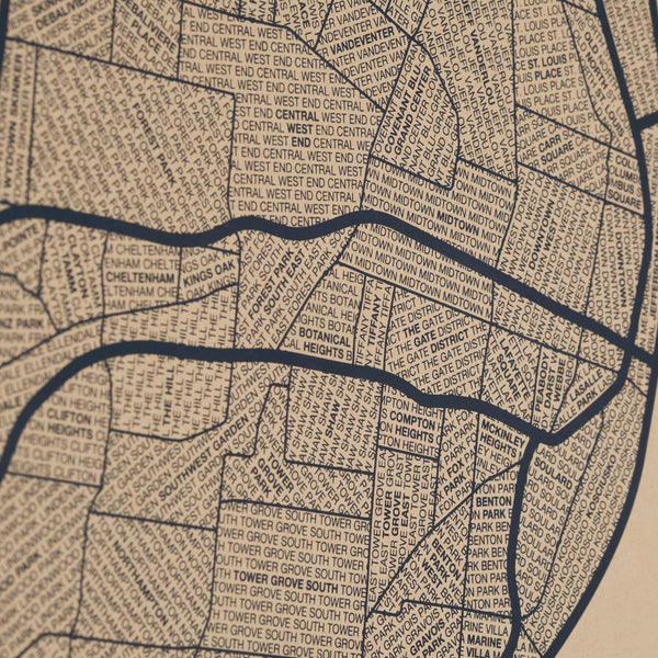 St. Louis Neighborhood Map Poster, St. Louis City Map Art Print