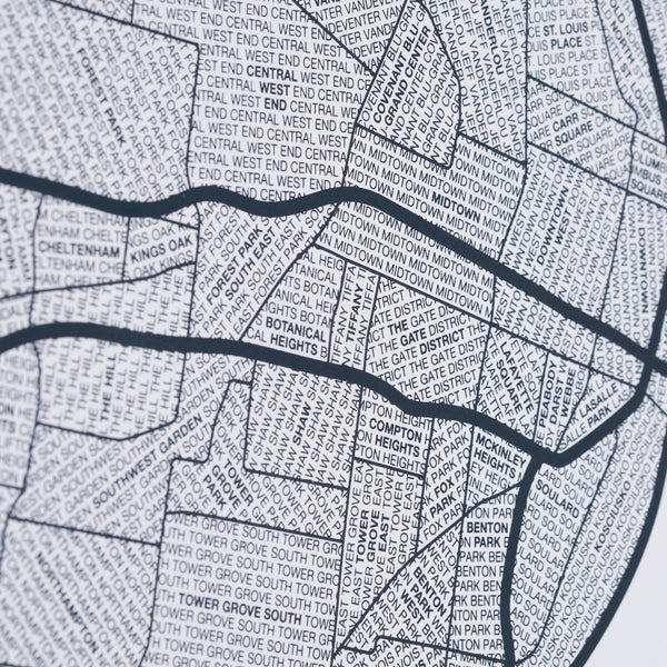 St. Louis Neighborhood Map Poster, St. Louis City Map Art Print