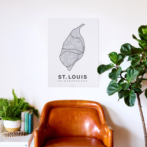 St. Louis Neighborhood Map Poster, St. Louis City Map Art Print