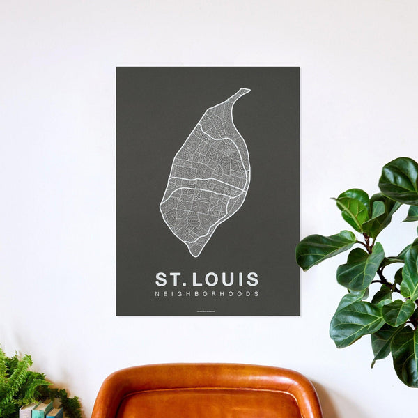 St. Louis Neighborhood Map Poster, St. Louis City Map Art Print