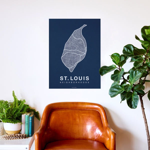St. Louis Neighborhood Map Poster, St. Louis City Map Art Print