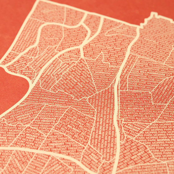 The Bronx Neighborhood Map Poster, The Bronx City Map Art Print