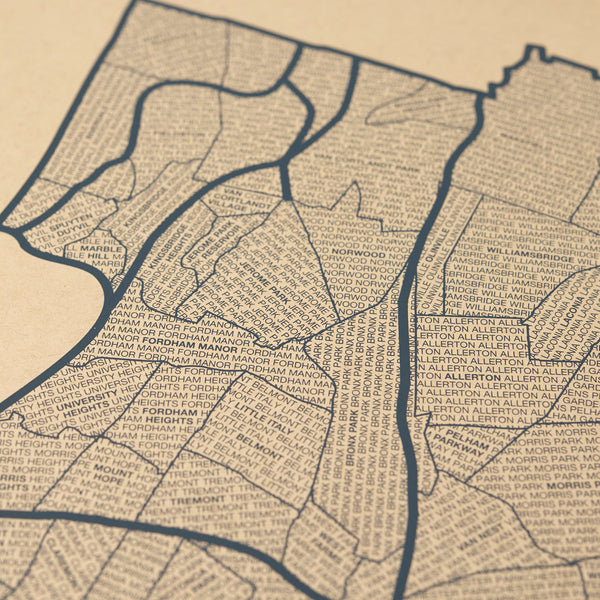 The Bronx Neighborhood Map Poster, The Bronx City Map Art Print