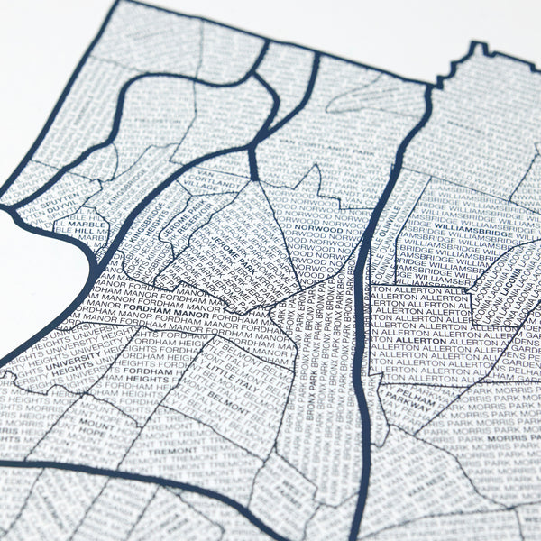 The Bronx Neighborhood Map Poster, The Bronx City Map Art Print