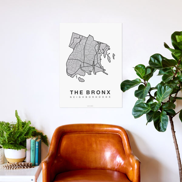 The Bronx Neighborhood Map Poster, The Bronx City Map Art Print