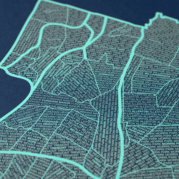 The Bronx Neighborhood Map Poster, The Bronx City Map Art Print