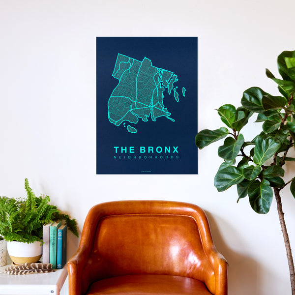 The Bronx Neighborhood Map Poster, The Bronx City Map Art Print