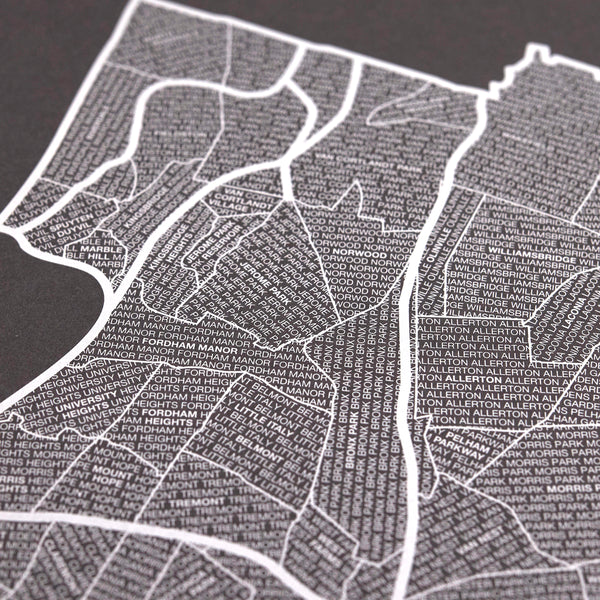 The Bronx Neighborhood Map Poster, The Bronx City Map Art Print