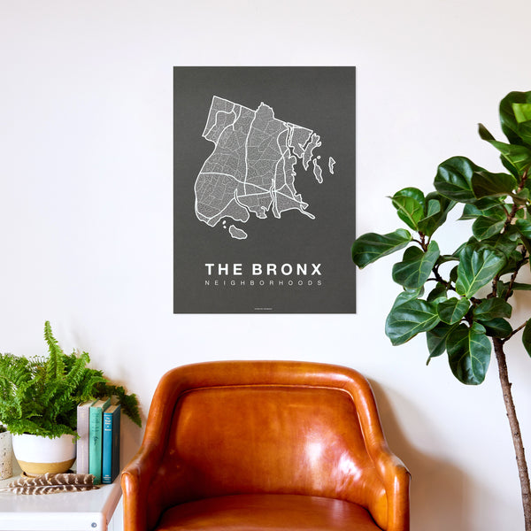 The Bronx Neighborhood Map Poster, The Bronx City Map Art Print