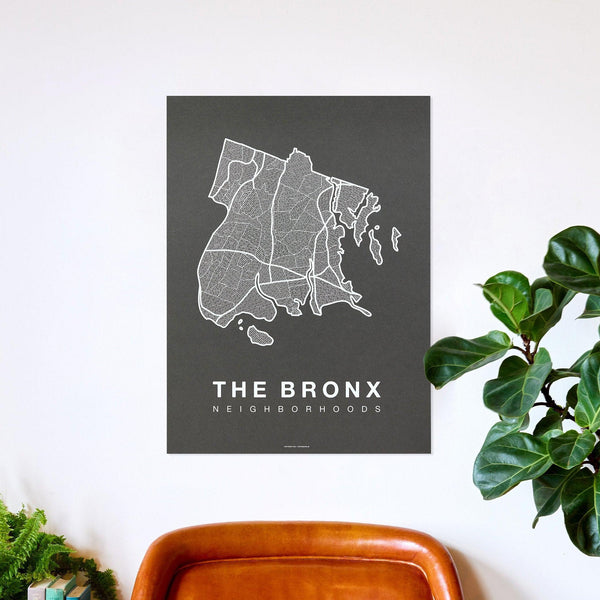 The Bronx Neighborhood Map Poster, The Bronx City Map Art Print