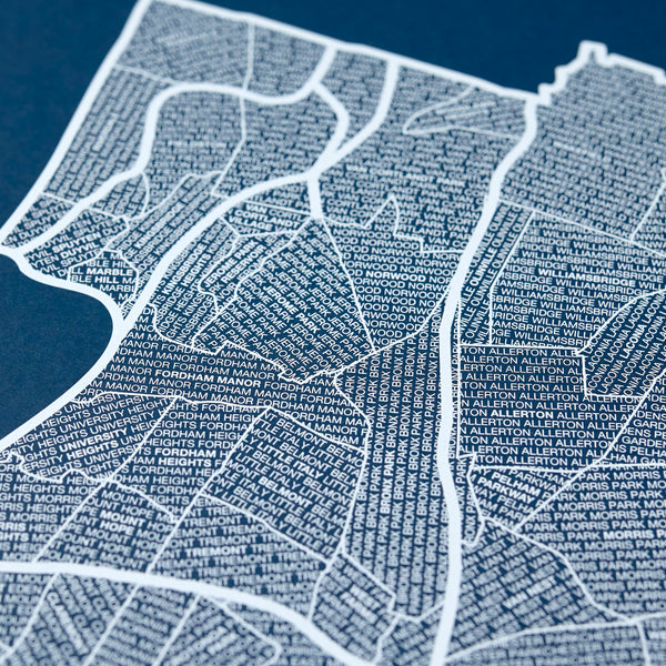 The Bronx Neighborhood Map Poster, The Bronx City Map Art Print
