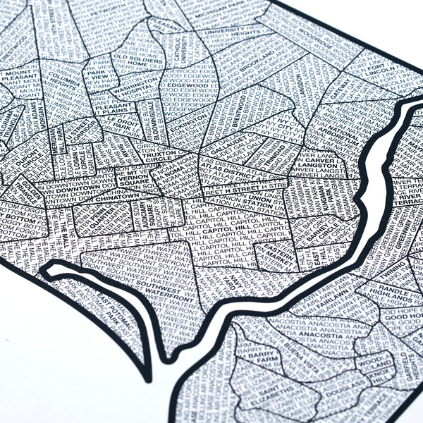 Washington D.C. Neighborhood Map Poster, Washington D.C. City Map Art Print